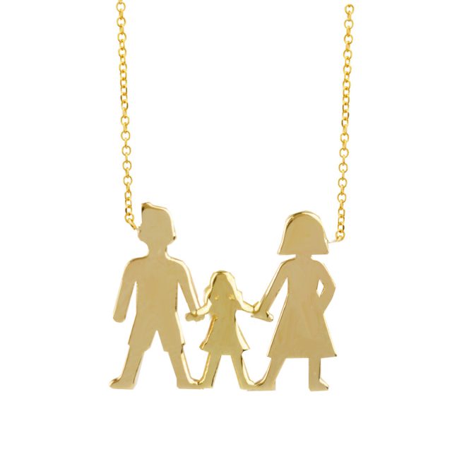 Κολιέ “Οικογένεια” σε χρυσό 9 καρατίων, με ένα κοριτσάκι