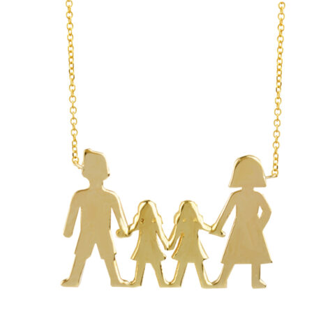 Κολιέ “Οικογένεια” σε χρυσό 9 καρατίων, με δύο κοριτσάκια