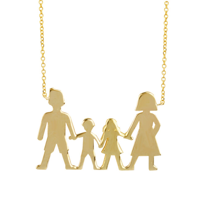 Κολιέ “Οικογένεια” σε χρυσό 9 καρατίων, με ένα κοριτσάκι και ένα αγοράκι