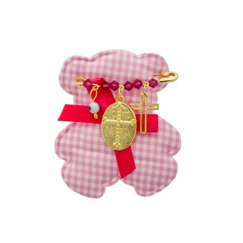 Φυλαχτό σε ασήμι 925, με "Ιησούς Χριστός Νικά", σε ροζ χρώμα