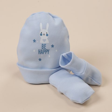 Σετ σκουφάκι & γαντάκια σε γαλάζιο χρώμα