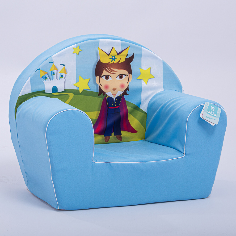 Γαλάζια παιδική πολυθρόνα με σχέδιο πρίγκιπα για παιδικό δωμάτιο