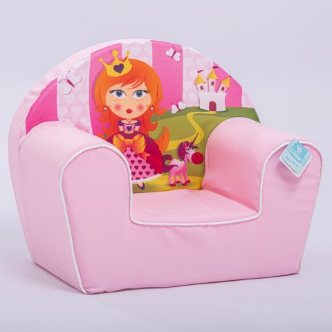 Ροζ παιδική πολυθρόνα με σχέδιο πριγκίπισσα για παιδικό δωμάτιο