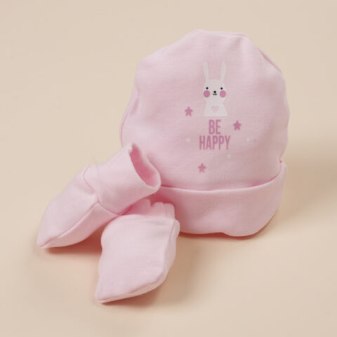 Βρεφικό σετ σκουφάκι και γαντάκια για νεογέννητο κορίτσι Babyline