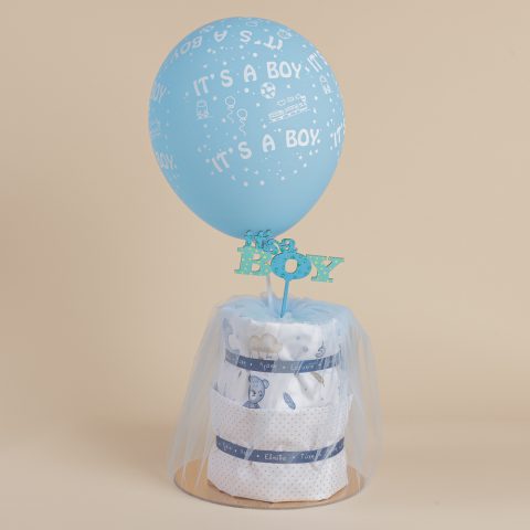 Δωροσύνθεση 50 (Diaper cake), σε γαλάζιο χρώμα