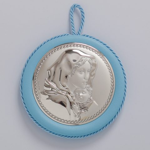 Ασημένια εικόνα της Παναγίας με τον Χριστό, για αγόρι, σε μεγάλο μέγεθος