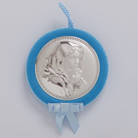 Ασημένια εικόνα της Παναγίας με τον Χριστό, για αγόρι, σε μεγάλο μέγεθος