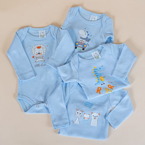 Κορμάκι Babyline με μακρύ μανίκι, γαλάζιο