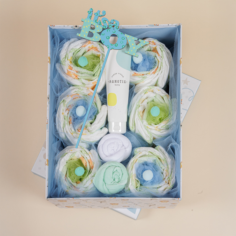 Δωροσύνθεση 55 (Diaper Cupcakes), σε γαλάζιο χρώμα - Image 2