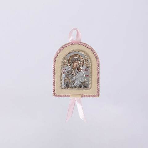 Ασημένια εικόνα, Παναγία η Αμόλυντος, σε μεγάλο μέγεθος, ροζ