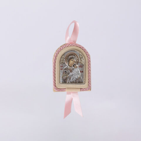 Ασημένια εικόνα, Παναγία η Αμόλυντος, σε μικρό μέγεθος, ροζ