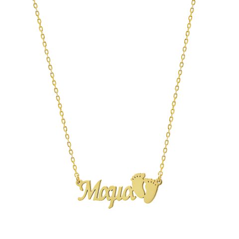 Κολιέ "Μαμά" με πατούσες σε ασήμι925, σε χρυσό χρώμα