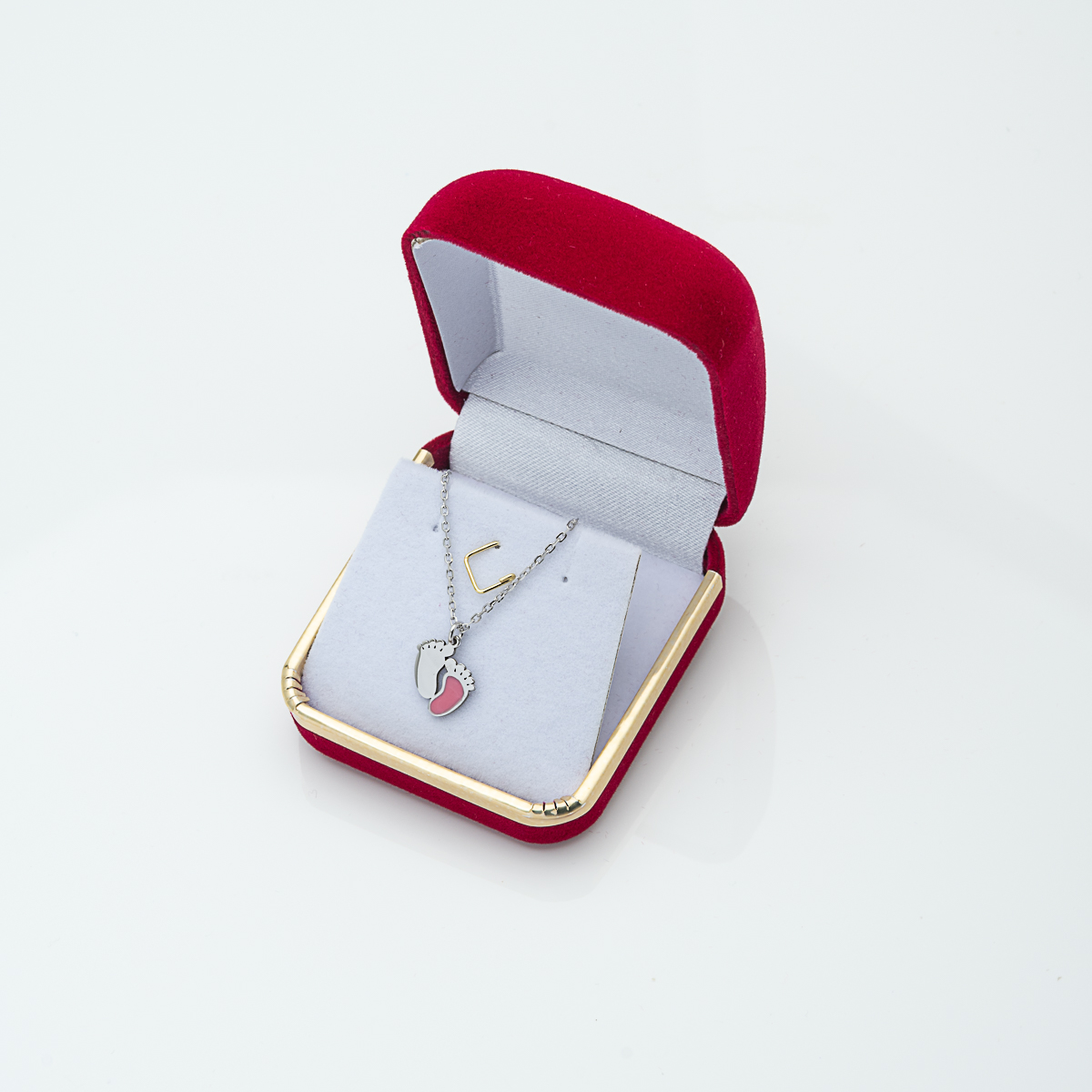 Κολιέ "πατούσες" σε ασήμι925, σε ροζ χρώμα - Image 2