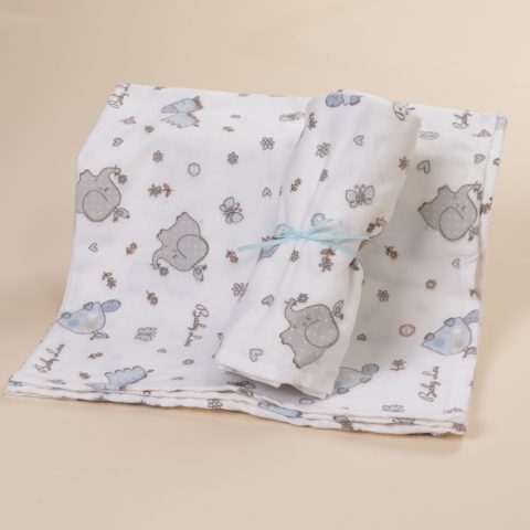 Βρεφική πάνα αγκαλιάς φανέλα γαλάζια από 100% βαμβάκι