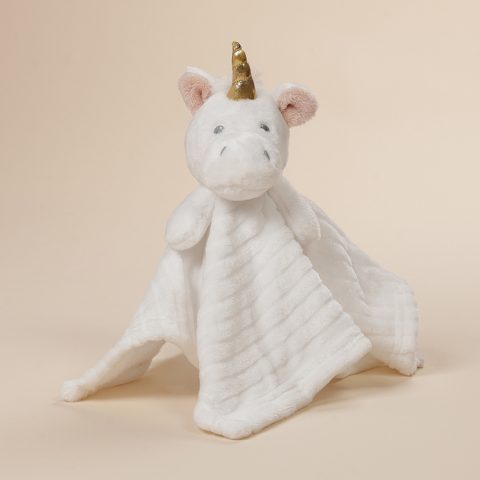 Πανάκι παρηγοριάς μονόκερος νάνι μωρού σε λευκό χρώμα