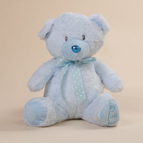 Λούτρινο αρκουδάκι My First Bear γαλάζιο για νεογέννητο με κεντημένη φράση