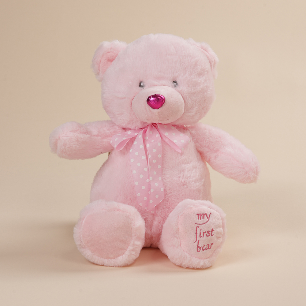 Λούτρινο αρκουδάκι My First Bear ροζ για νεογέννητο με κεντημένη φράση