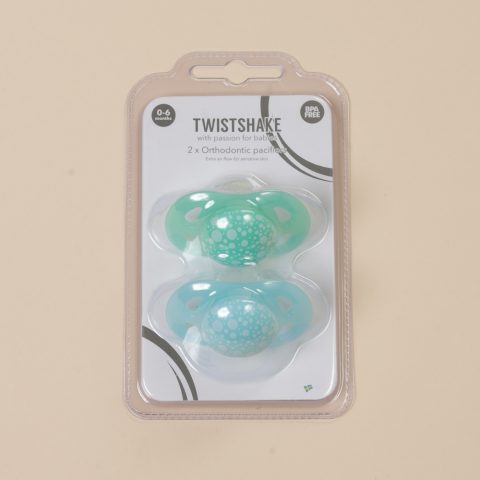 Πιπίλες Twistshake για αγόρι 0–6 μηνών σε γαλάζιο και βεραμάν χρώμα, σετ 2 τεμαχίων