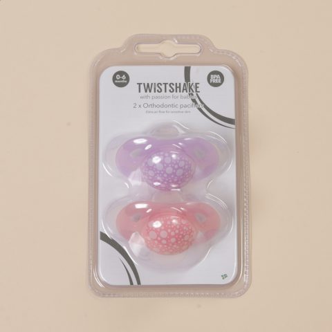 Πιπίλες Twistshake για κορίτσι 0–6 μηνών σε ροζ και λιλά χρώμα, σετ 2 τεμαχίων