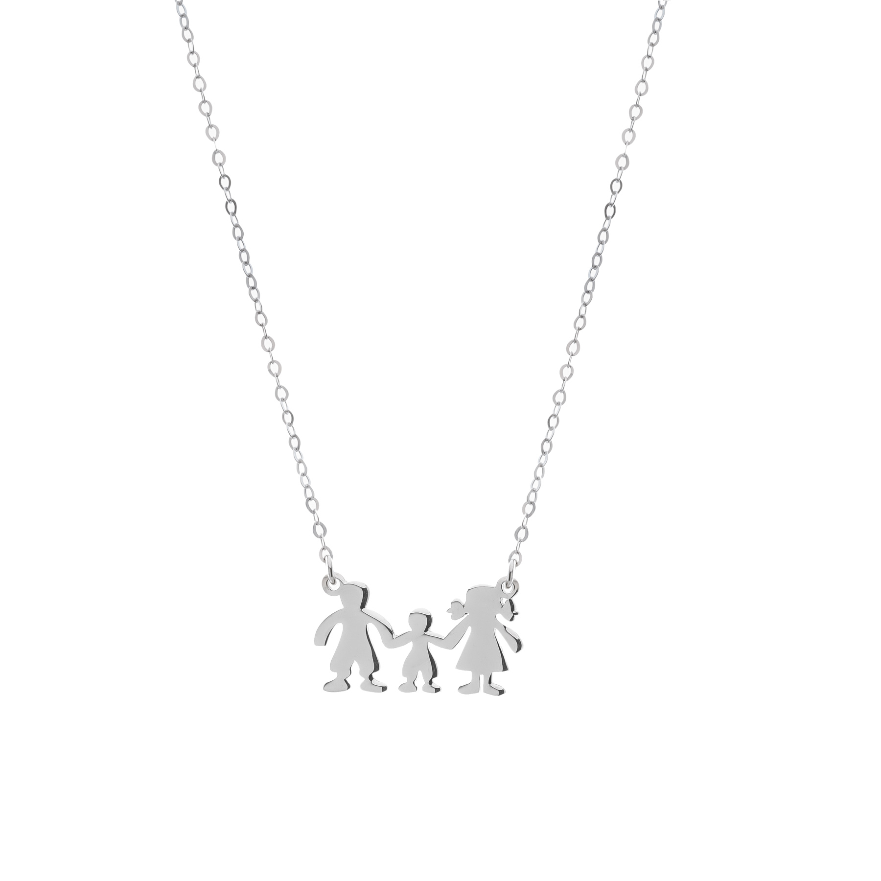 Κολιέ οικογένεια με 1 αγοράκι από επιπλατινωμένο ασήμι 925