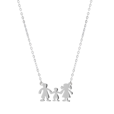 Κολιέ οικογένεια με 1 αγοράκι από επιπλατινωμένο ασήμι 925