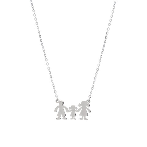 Κολιέ μαμάς με 1 κοριτσάκι από επιπλατινωμένο ασήμι 925-Babyline