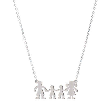 Κολιέ οικογένεια με 2 αγοράκια από επιπλατινωμένο ασήμι 925