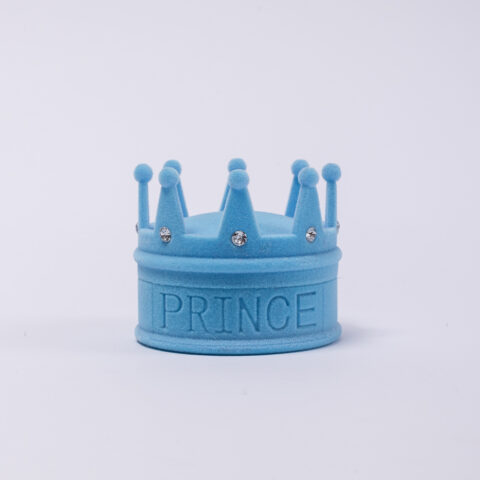 Βρεφικό κουτί κοσμημάτων κορώνα γαλάζια Prince, με διακοσμητικά στρασάκια.
