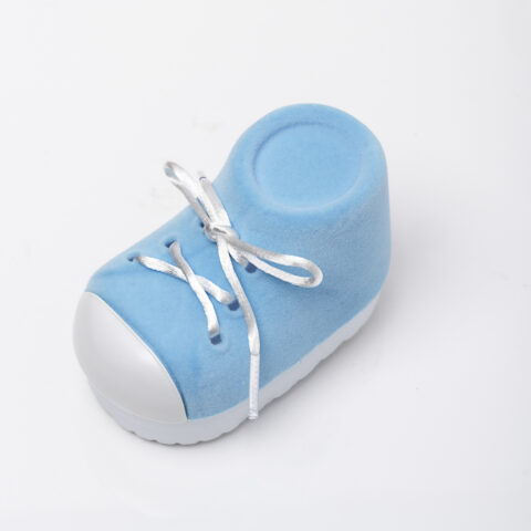 Βρεφικό κουτί κοσμημάτων παπουτσάκι γαλάζιο με διακοσμητικό κορδονάκι